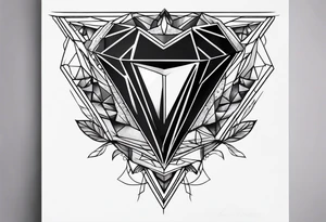black hexagon diamond heart tattoo idea