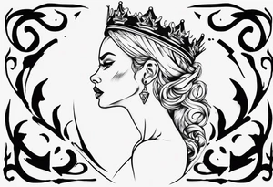 lady with a crown facing to the left tattoo idea
