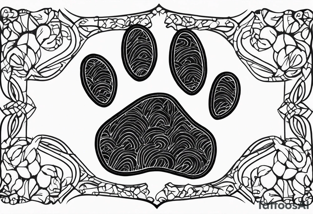 Dogs paw print with jaxy writing tattoo idea