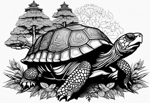 Real Tortoise with trees tattoo idea