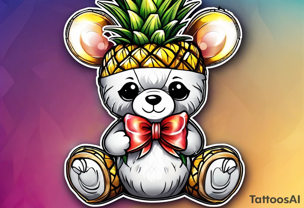 Teddy bear loves pineapple tattoo idea
