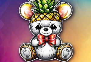 Teddy bear loves pineapple tattoo idea