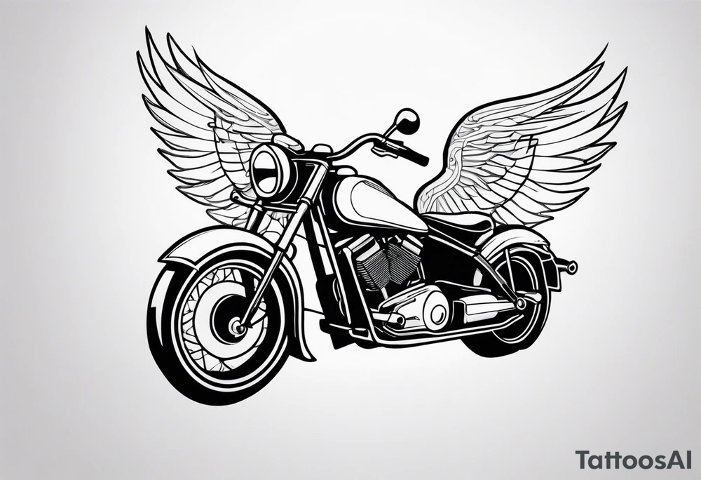 Motorcycle, wings, woods tattoo idea