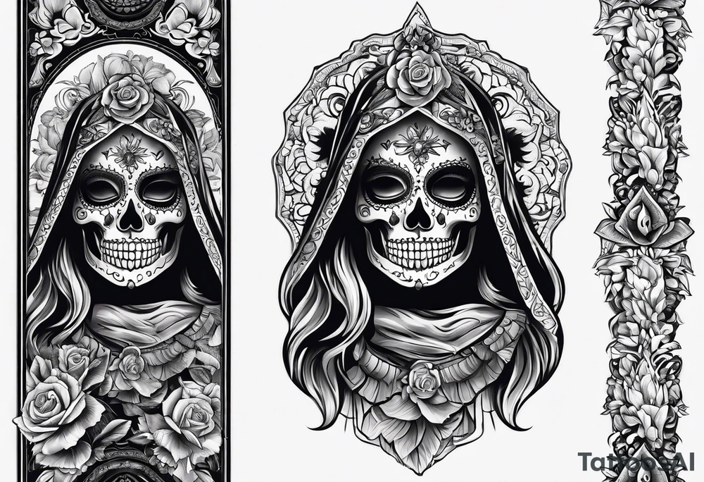mexican style santa muerte tattoo for shoulder tattoo idea