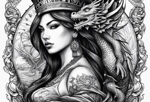 Hot girl as Statue of Liberty with dragon wrapped around neck tattoo idea