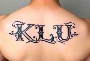 KLU initials combined into one logo with Disney theme tattoo idea