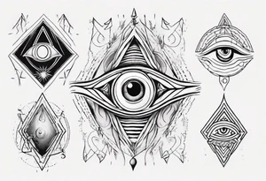 Third eye abstract fine line sketch style with artistic fill tattoo idea