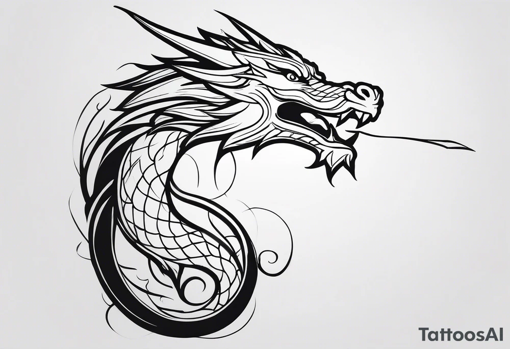 dragon wrapped around narrow pole tattoo idea