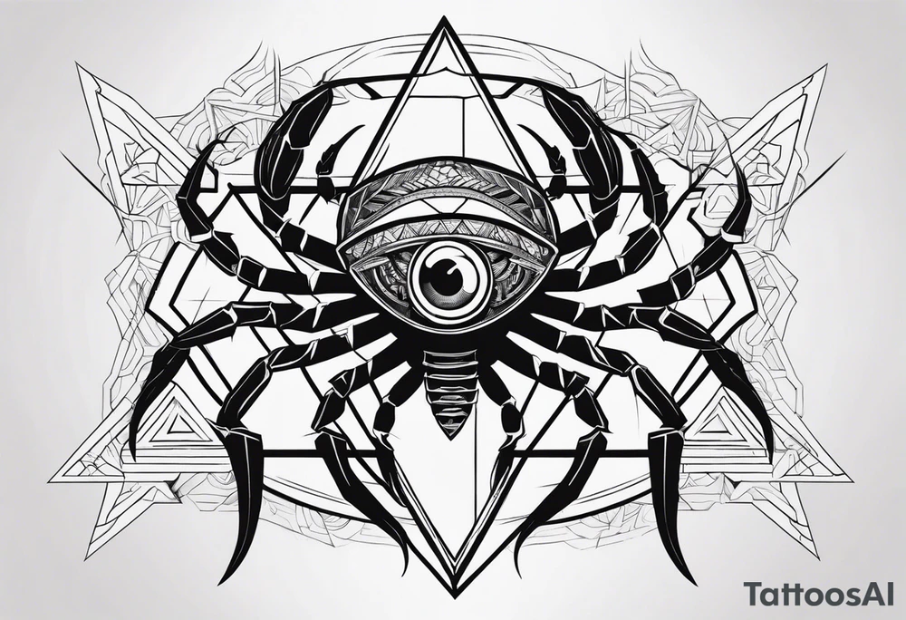 scorpion with all seing eye and triangle tattoo idea