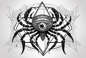 scorpion with all seing eye and triangle tattoo idea