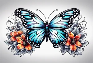 butterfly, snow, flower tattoo idea