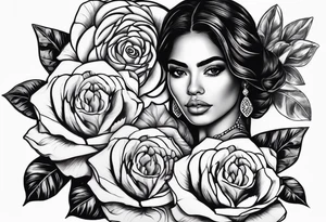 Mexican women with roses tattoo idea