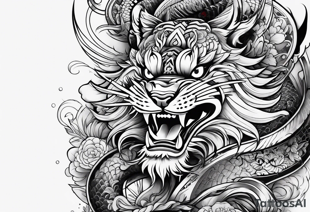 luck combined with japanese culture tattoo idea