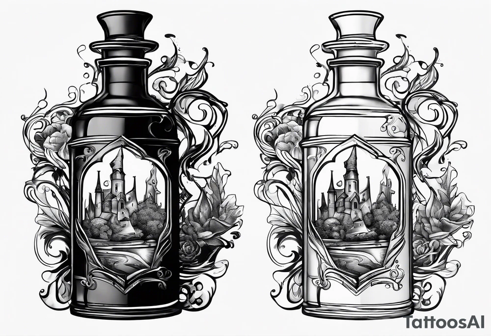 Broken potion bottle tattoo idea