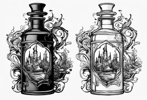 Broken potion bottle tattoo idea