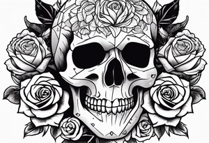 skull and roses and bold foresrm tattoo idea