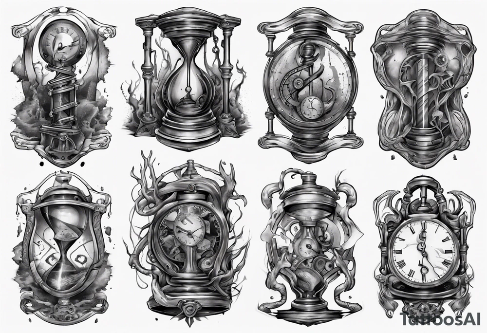 lovecraft long tattoo
broken hourglass and old watch tattoo idea