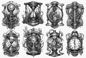 lovecraft long tattoo
broken hourglass and old watch tattoo idea