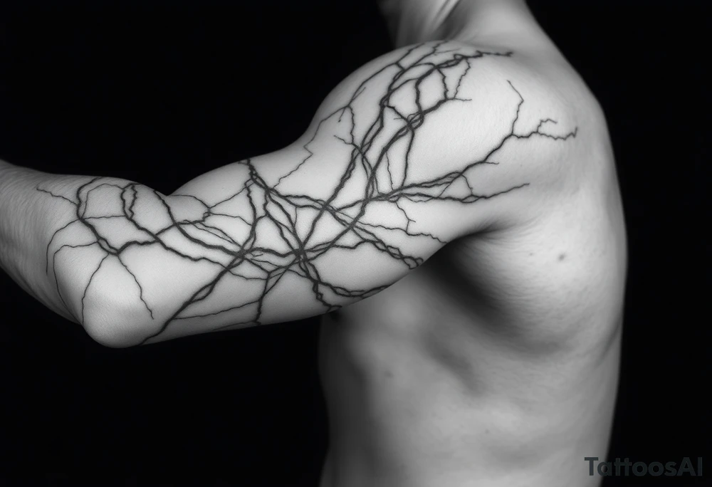 Lines that run across the veins, creating almost wound-like feel and is abstract linear. Almost paintbrush effects too. tattoo idea