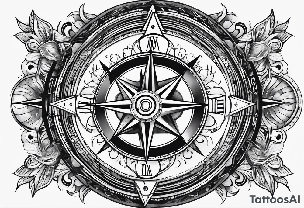 circle with divine proportion and compass tattoo idea