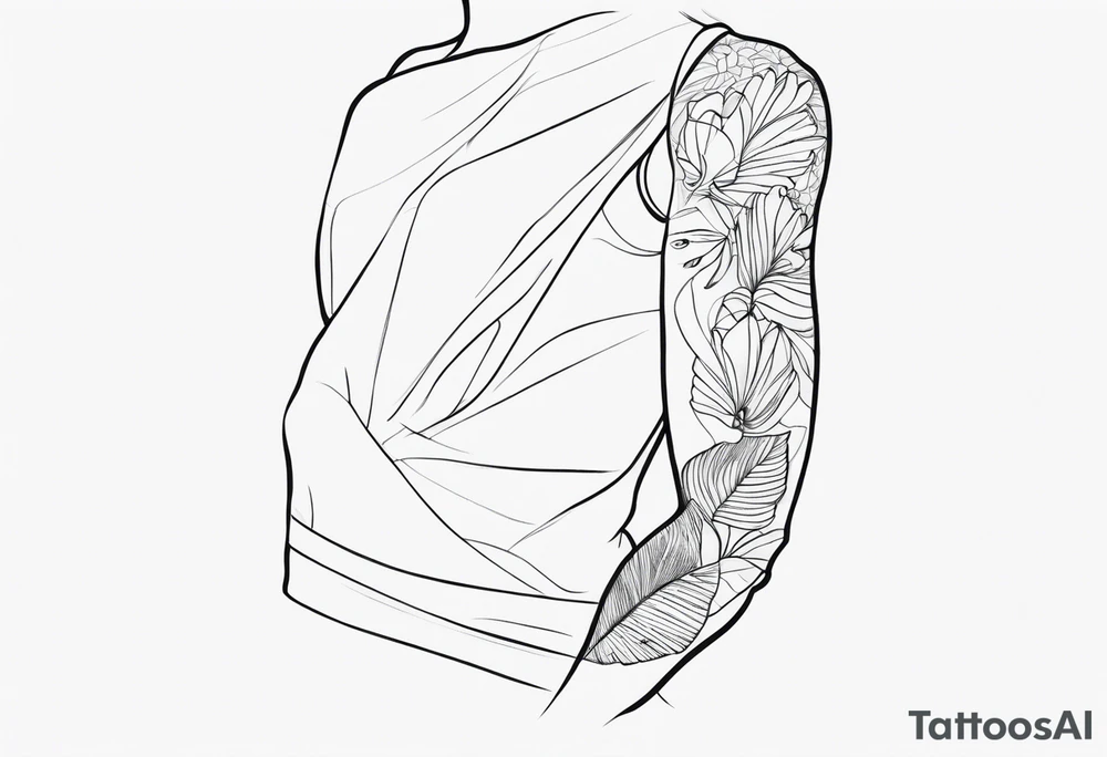 LINE AROUND SHOULDERS TO THE WRIST tattoo idea