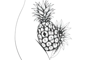 To cover pubic area vagina and anus using a bushy pineapple with diamonds  and magestic tattoo idea