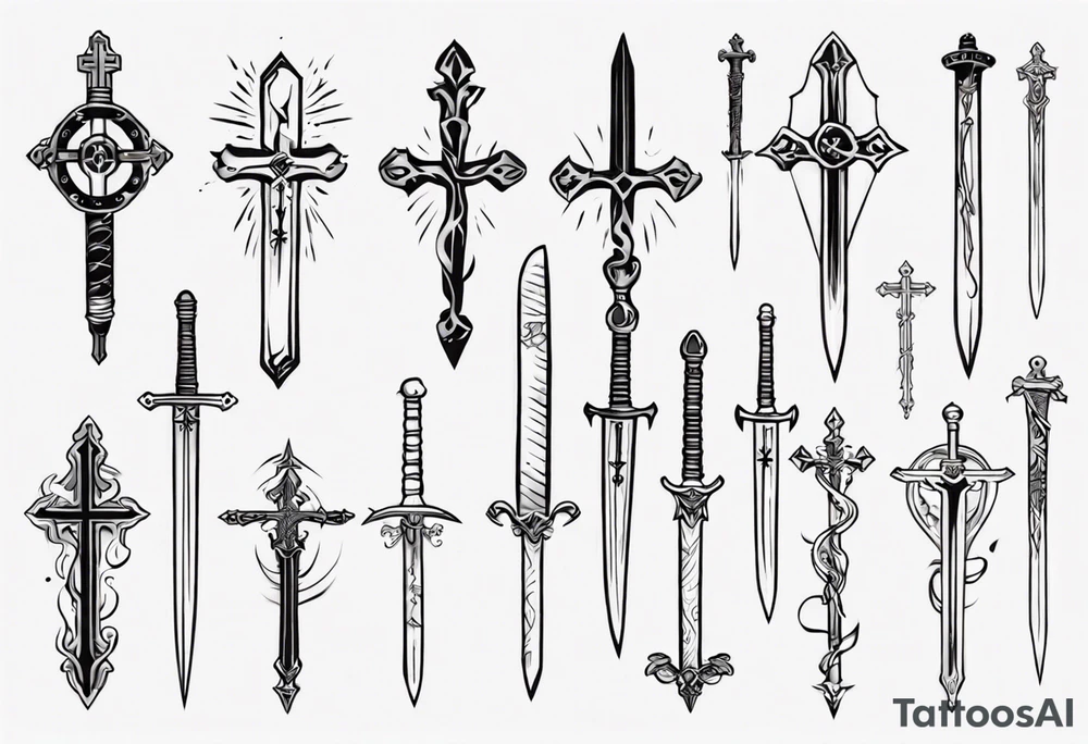 Swords and cross tattoo idea
