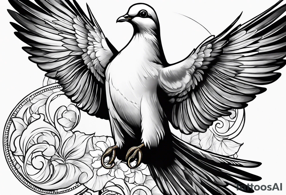 a dove holding a grenade tattoo idea