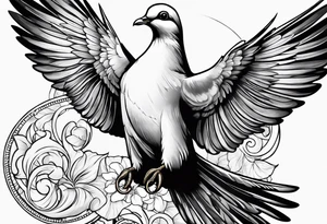 a dove holding a grenade tattoo idea