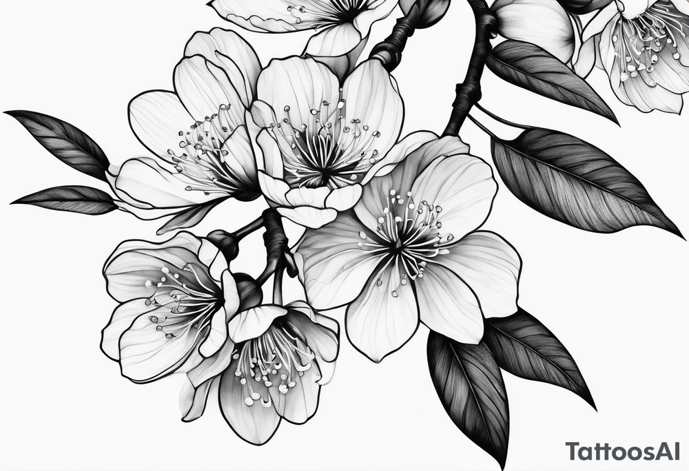Minimalist Cherry blossom leaves tattoo idea