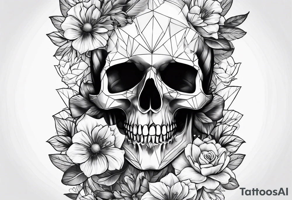 skull and flowers tattoo for full sleeve tattoo idea