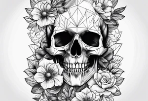 skull and flowers tattoo for full sleeve tattoo idea