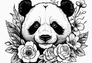Punk Panda with flowers tattoo idea
