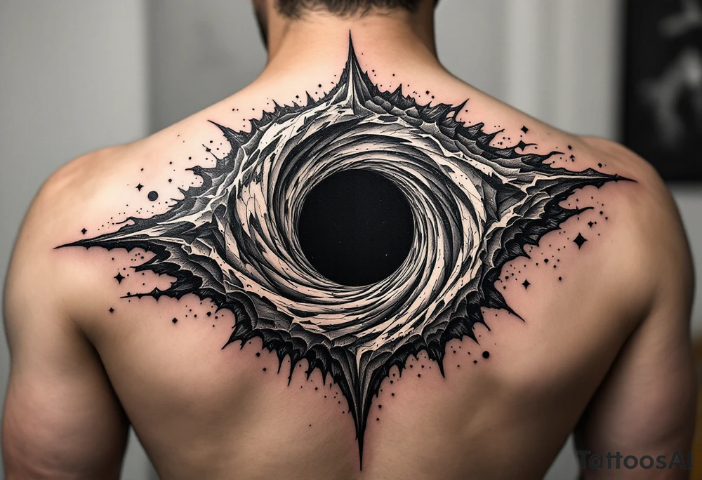 2 different worlds on both sides of a black hole tattoo idea
