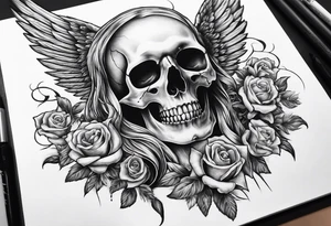 Angel of death with a skull for a face tattoo idea