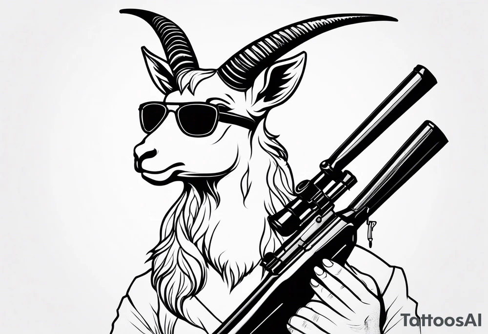 capricorn with sunglasses and shotgun tattoo idea