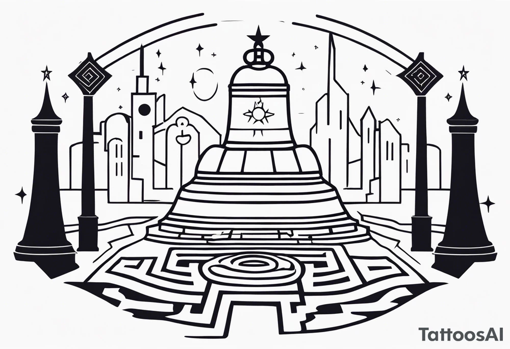 Bell, Maze, tracks, North Star, Graveyard, Mask, Eternal, Rewind, tattoo idea