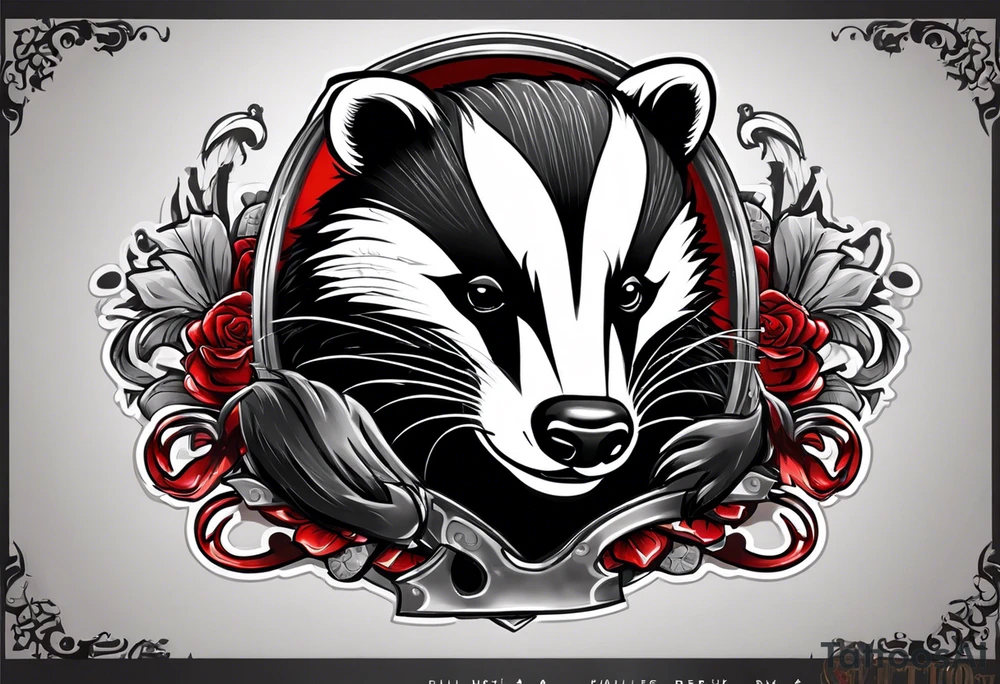 Draw me badger with aggressive full body, killer face with smile, very long nails and he attacks like a Turkish gladiator to enemy and also he has very deadly looking. The only weapon is his braveness he fights with his nails. Everybody scares after their first sight. tattoo idea