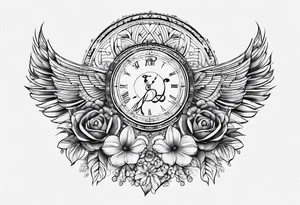 Geometric, floral with music components tattoo idea