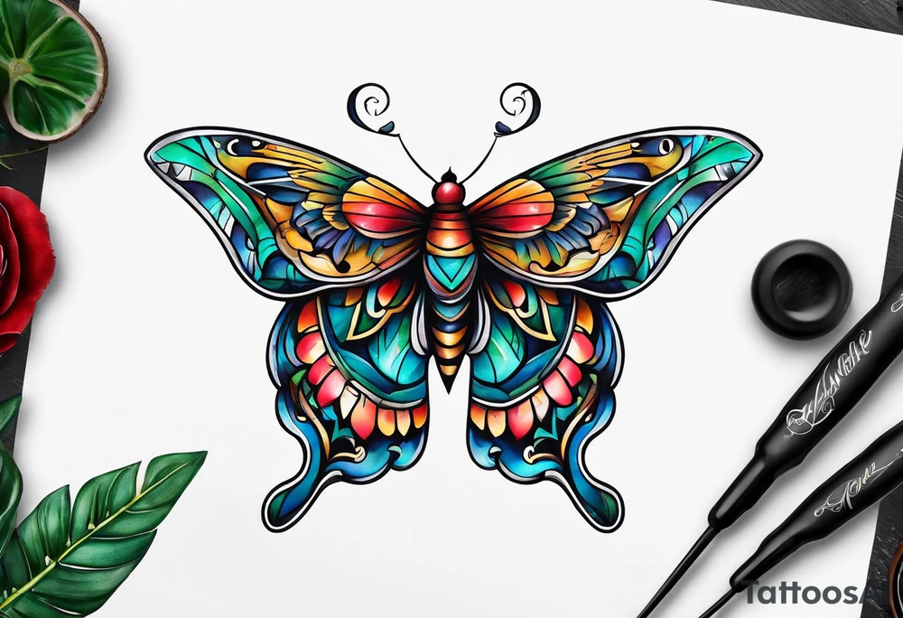 Modern Mexican Moth tattoo idea