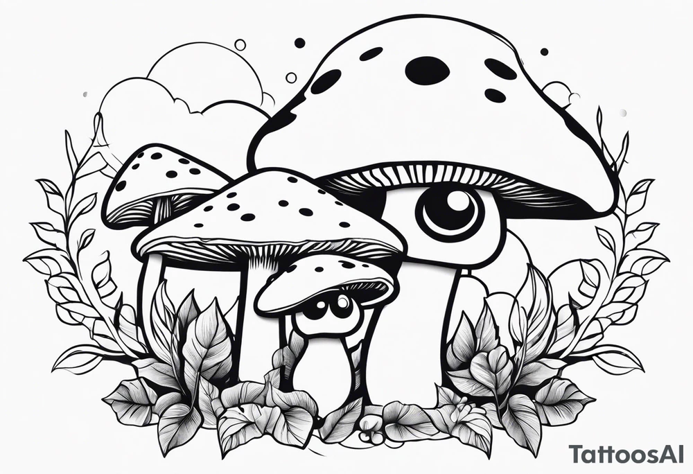 mushroom and eyes tattoo idea