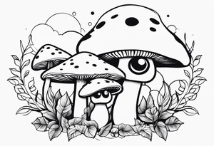 mushroom and eyes tattoo idea
