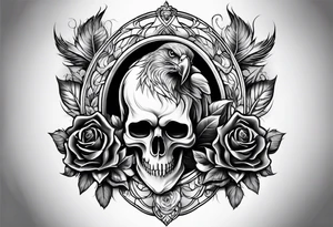 Eagle rose skull tattoo idea