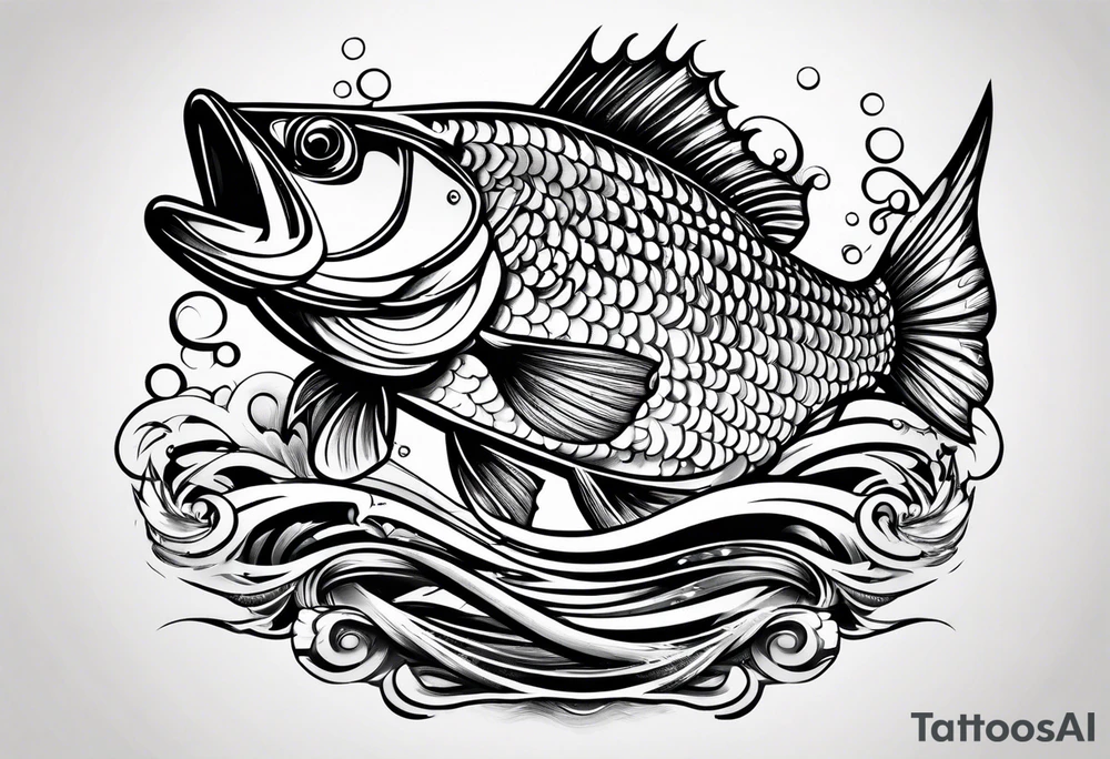 bass chasing fish tattoo idea