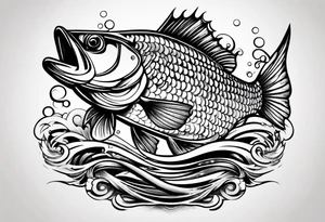 bass chasing fish tattoo idea