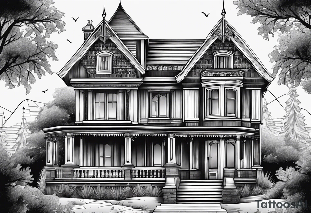 gothic house tattoo idea