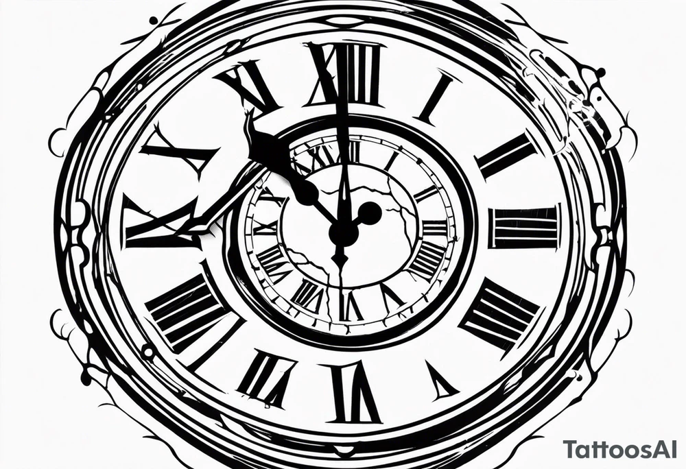 vintage cracked clock bleeding tattoo idea