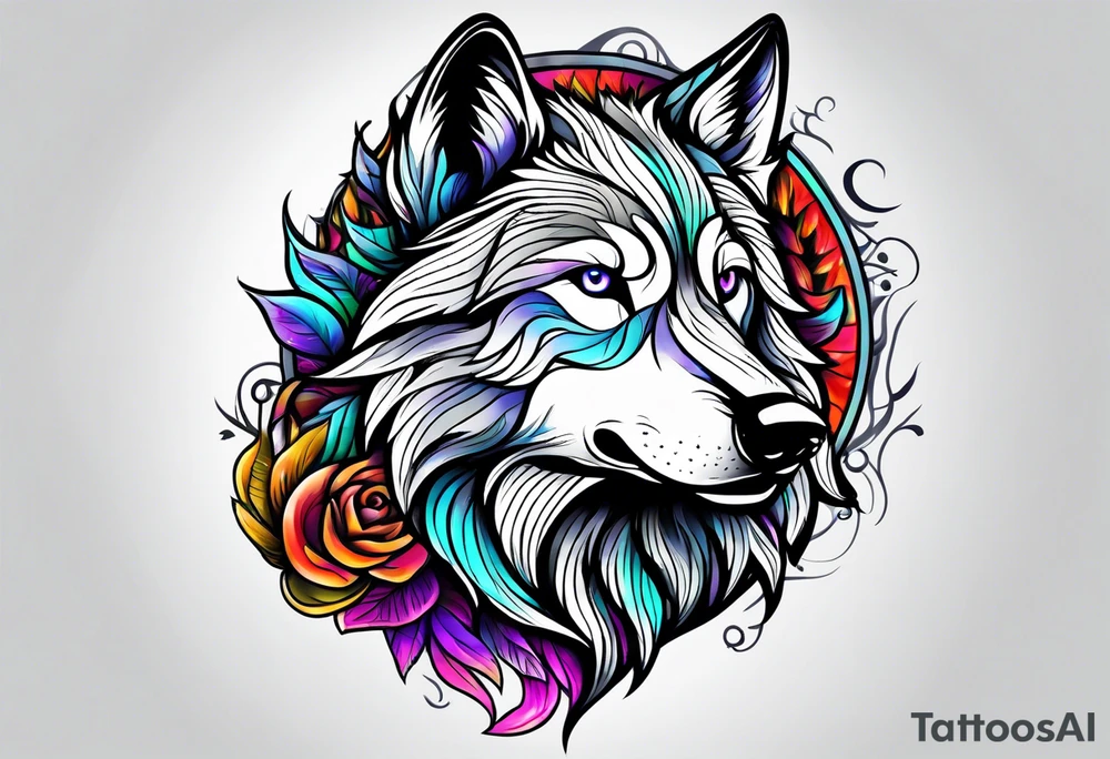 Trippy Wolf tattoo idea
