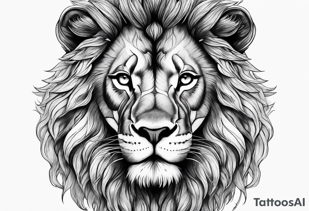 powerful majestic lion, close-up tattoo idea