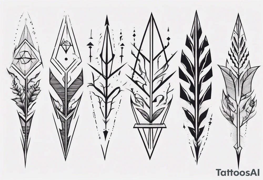 full arm tattoo. scary pointy leaves combined with geometric shapes. whole arm tattoo idea
